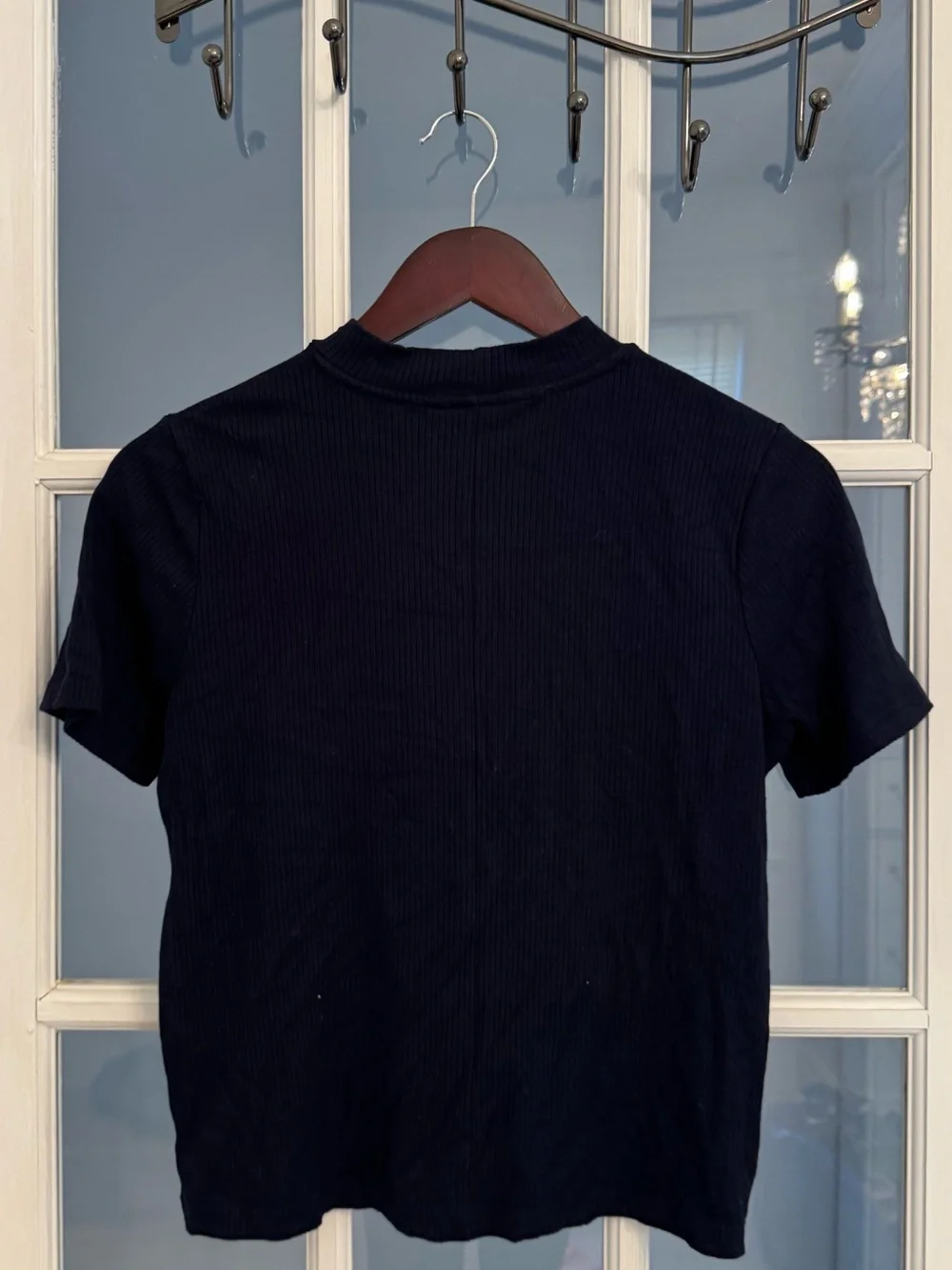 BANANA REPUBLIC Women’s Navy Blue Mock Neck Short Sleeve Top Size M